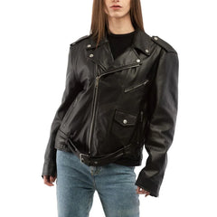 Moschino Black Leather Jacket - IT40