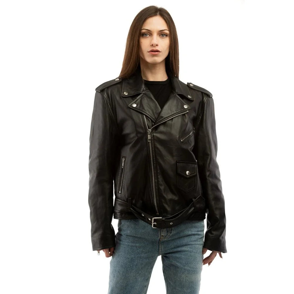 Moschino Black Leather Jacket - IT40