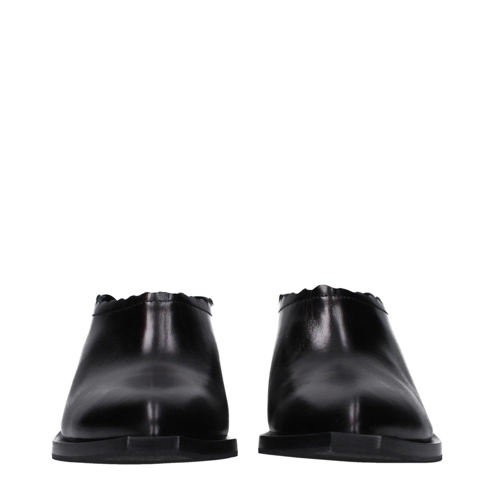 Moschino Black Leather Mules