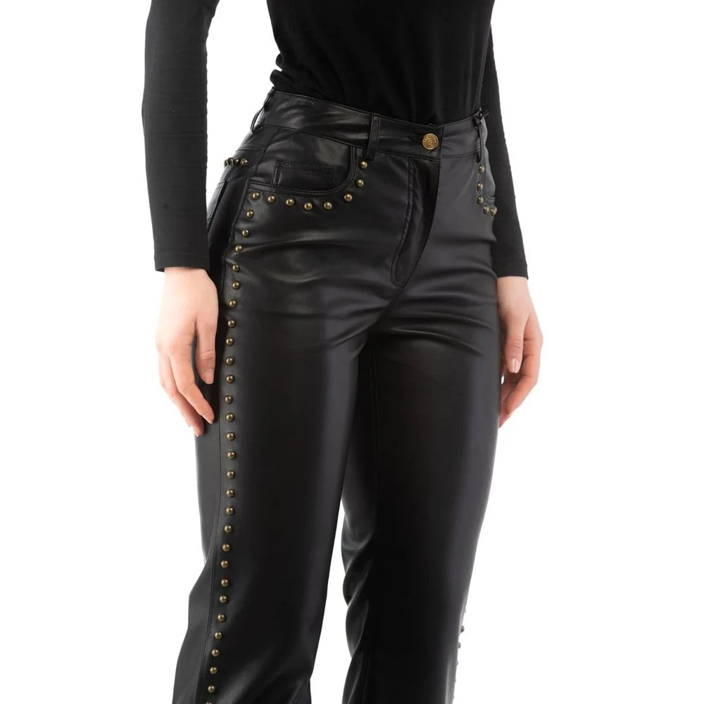 Moschino Black Leather Pants - IT40