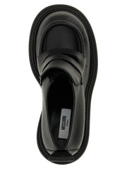 Moschino Black Leather Platform Loafers