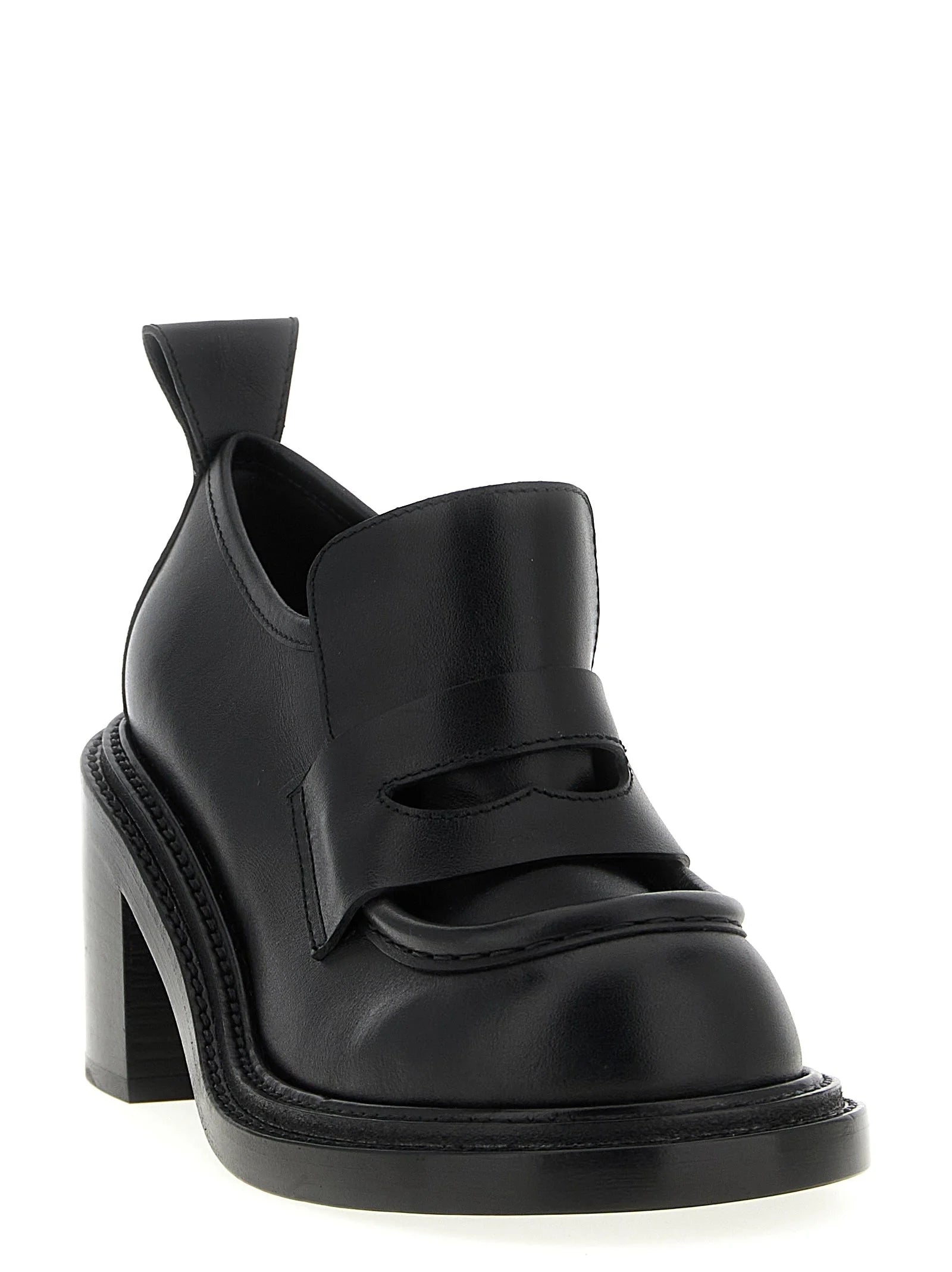 Moschino Black Leather Platform Loafers