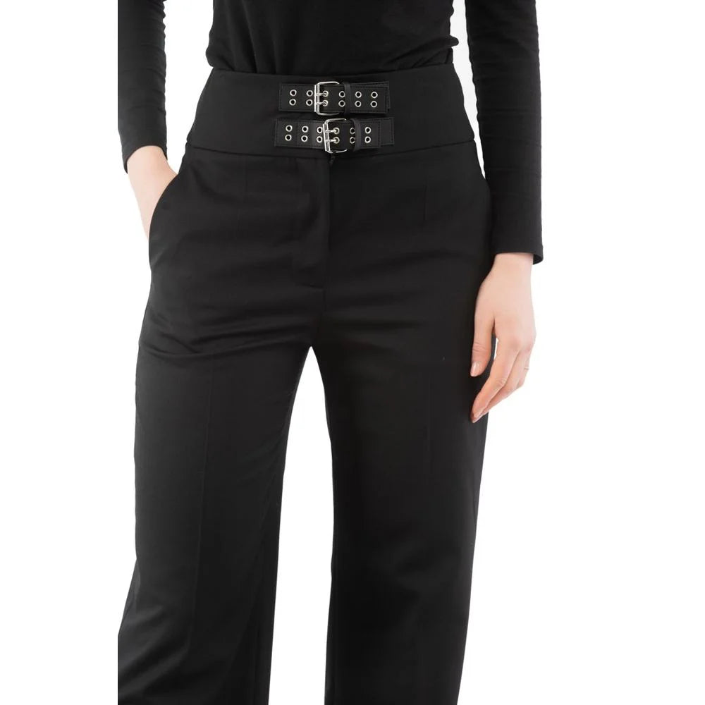 Moschino Black Polyester Casual Pants - IT40