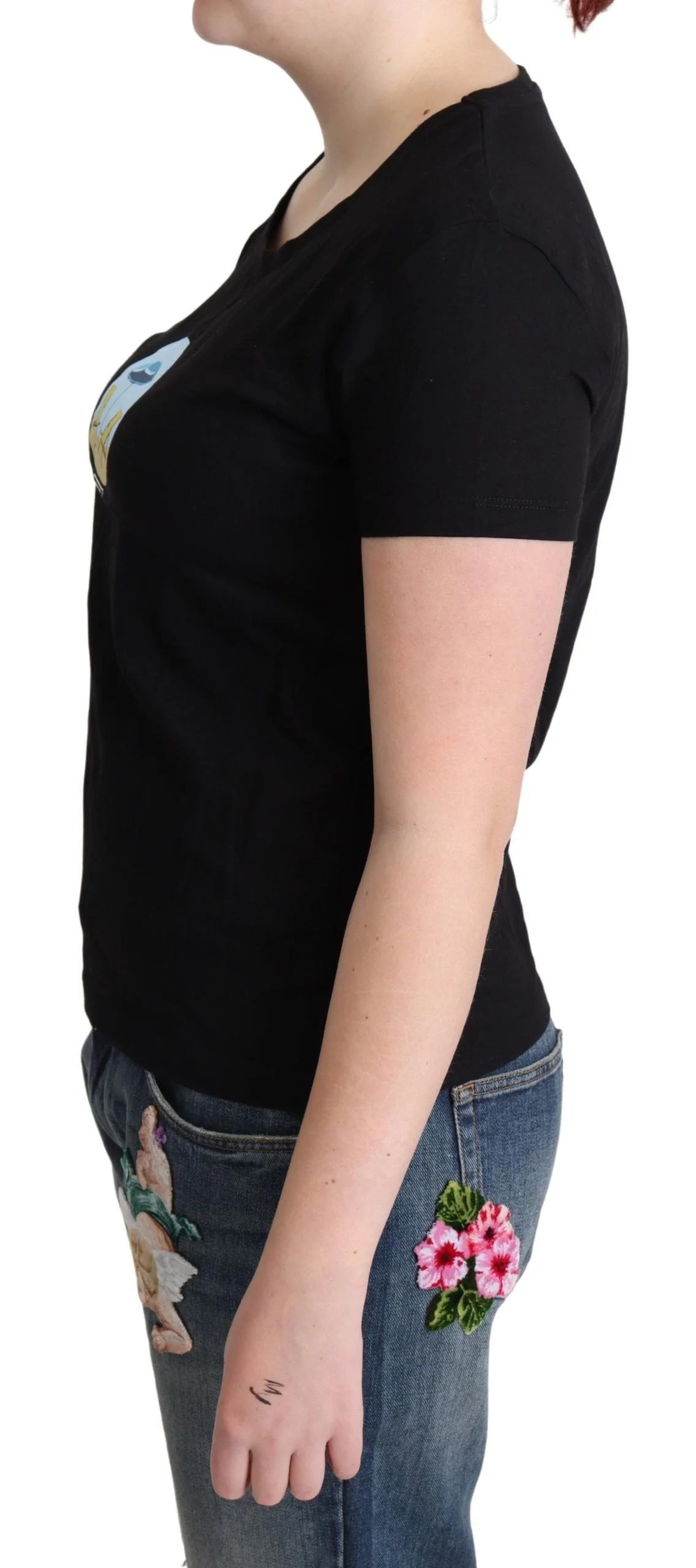 Moschino Black Printed Cotton Short Sleeves T-shirt - IT40|S