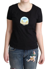 Moschino Black Printed Cotton Short Sleeves T-shirt - IT40|S