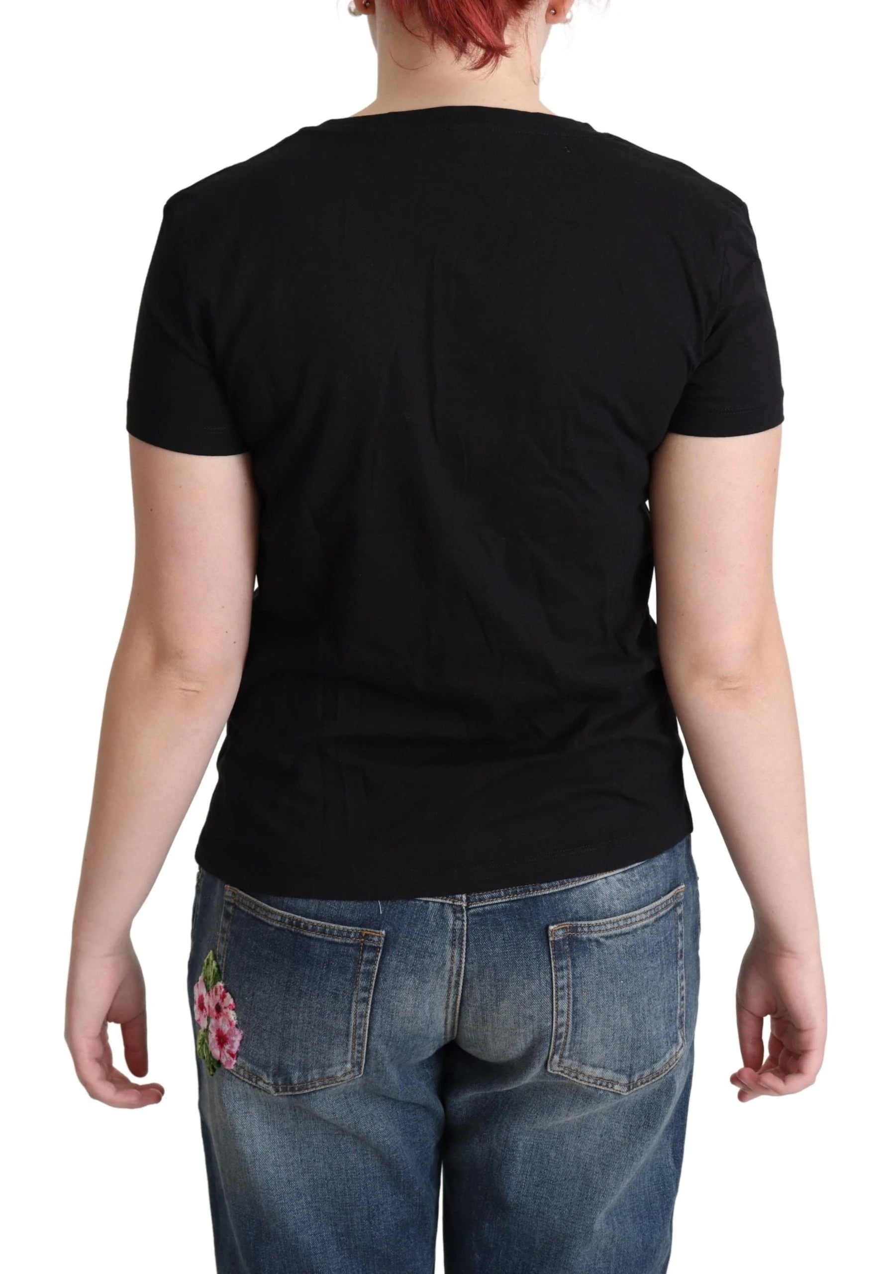 Moschino Black Printed Cotton Short Sleeves T-shirt - IT40|S