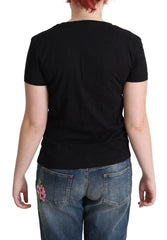 Moschino Black Printed Cotton Short Sleeves T-shirt - IT40|S