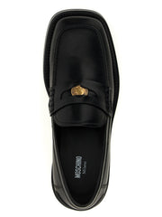 Moschino Black Velvet Leather Slip-On Loafers
