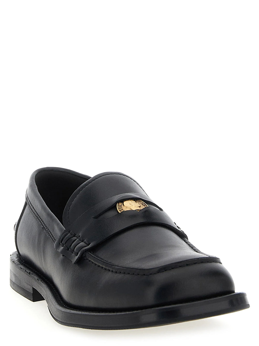 Moschino Black Velvet Leather Slip-On Loafers