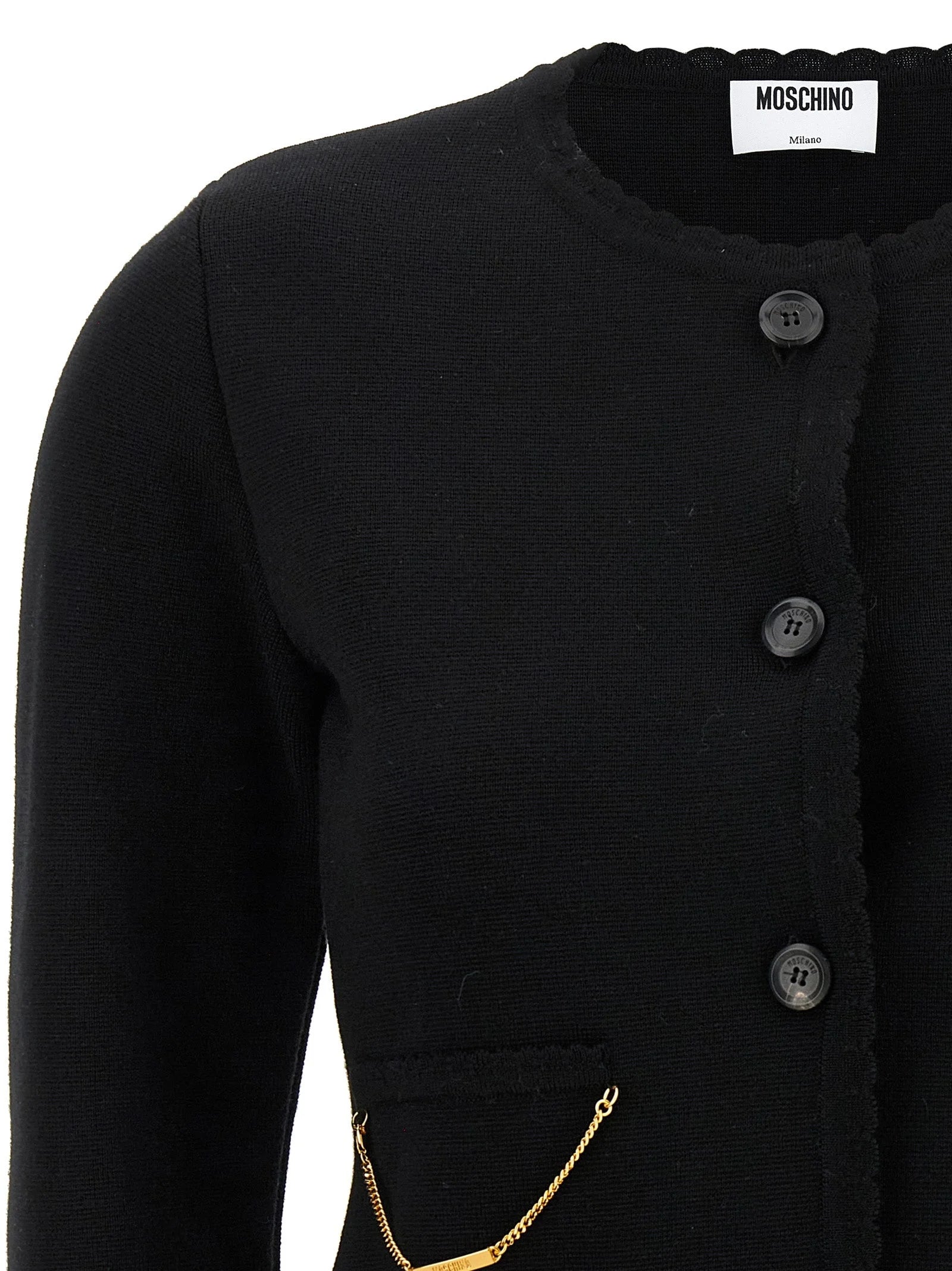 Moschino Black Virgin Wool Cardigan - IT42