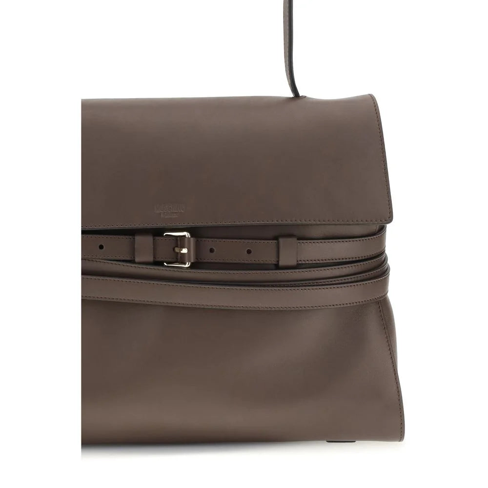 Moschino Brown Calf Leather Bos Taurus Handbag
