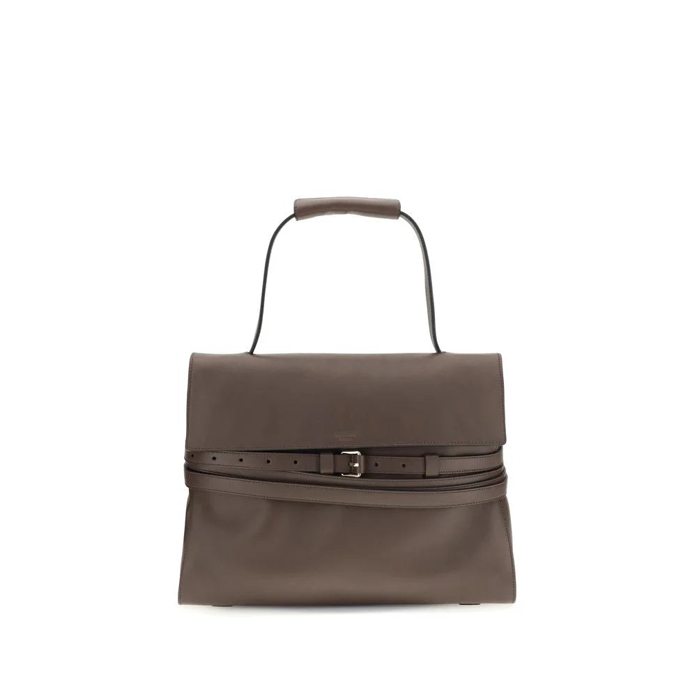 Moschino Brown Calf Leather Bos Taurus Handbag