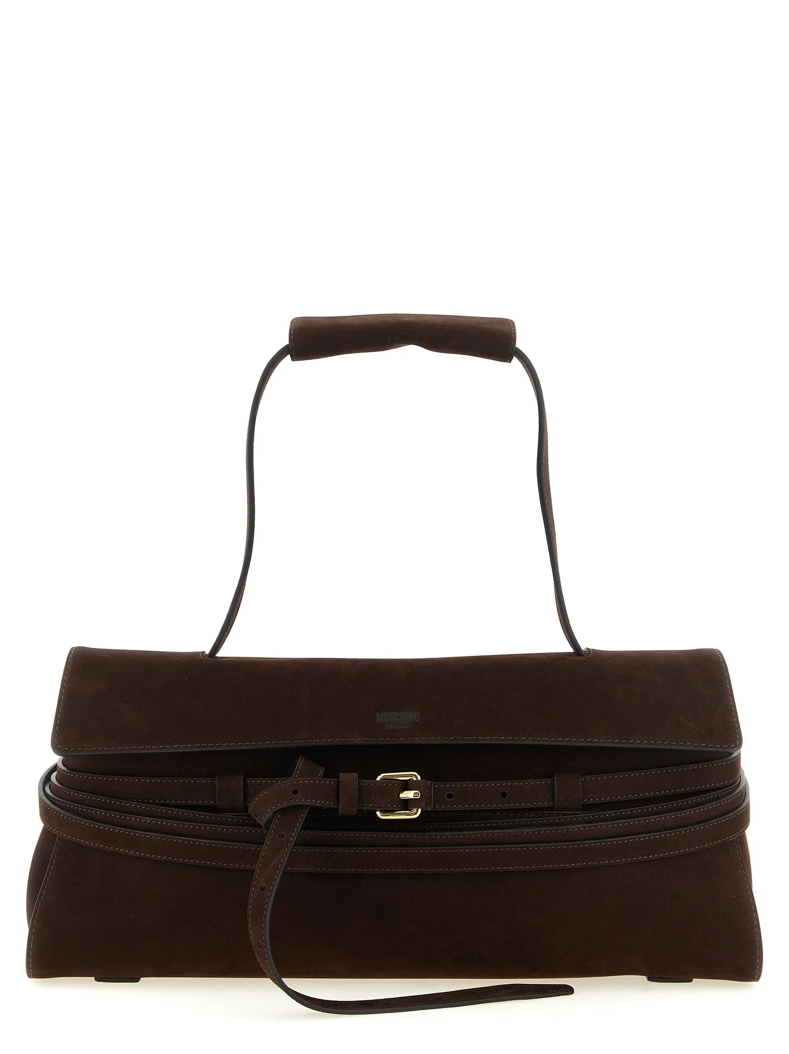 Moschino Brown Calfskin Shoulder Bag