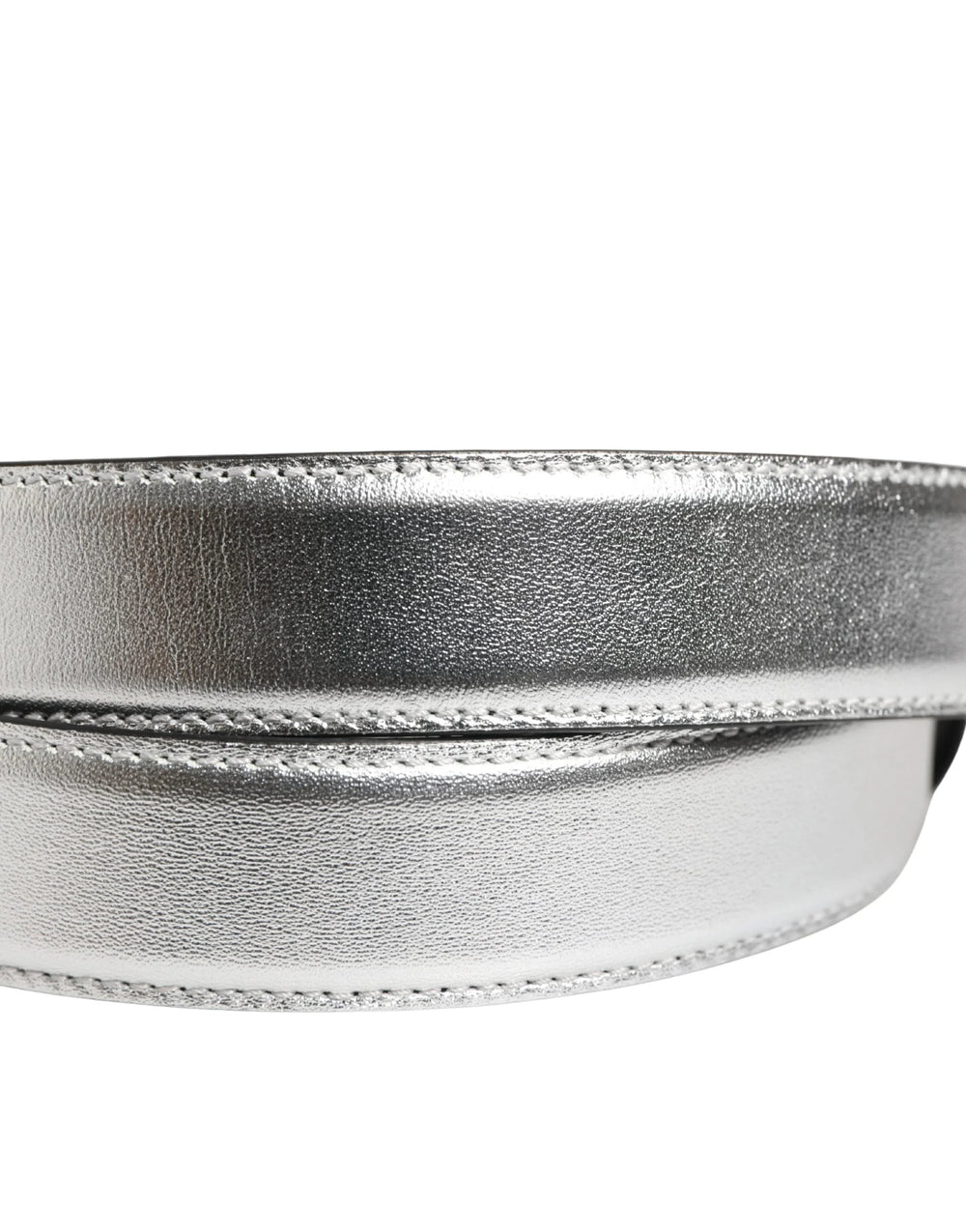 Moschino Couture Silver Leather Logo Metal Buckle Waist Belt - IT40| L