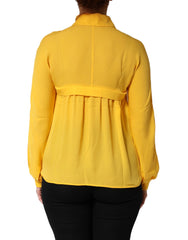Moschino Couture Yellow Silk Collared Long Sleeves Top - IT38|XS