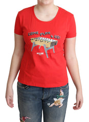Moschino Red Cotton Come Play 4 Us Print Tops Blouse T-shirt - IT46|XL - T-Shirts