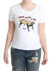 Moschino White Cotton Come Play 4 Us Print Tops T-shirt - T-Shirts