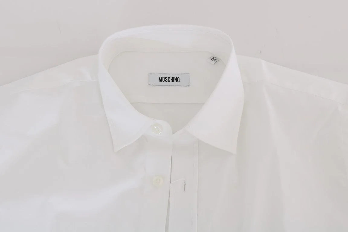 Moschino White Cotton Stretch Slim Fit Dress Shirt
