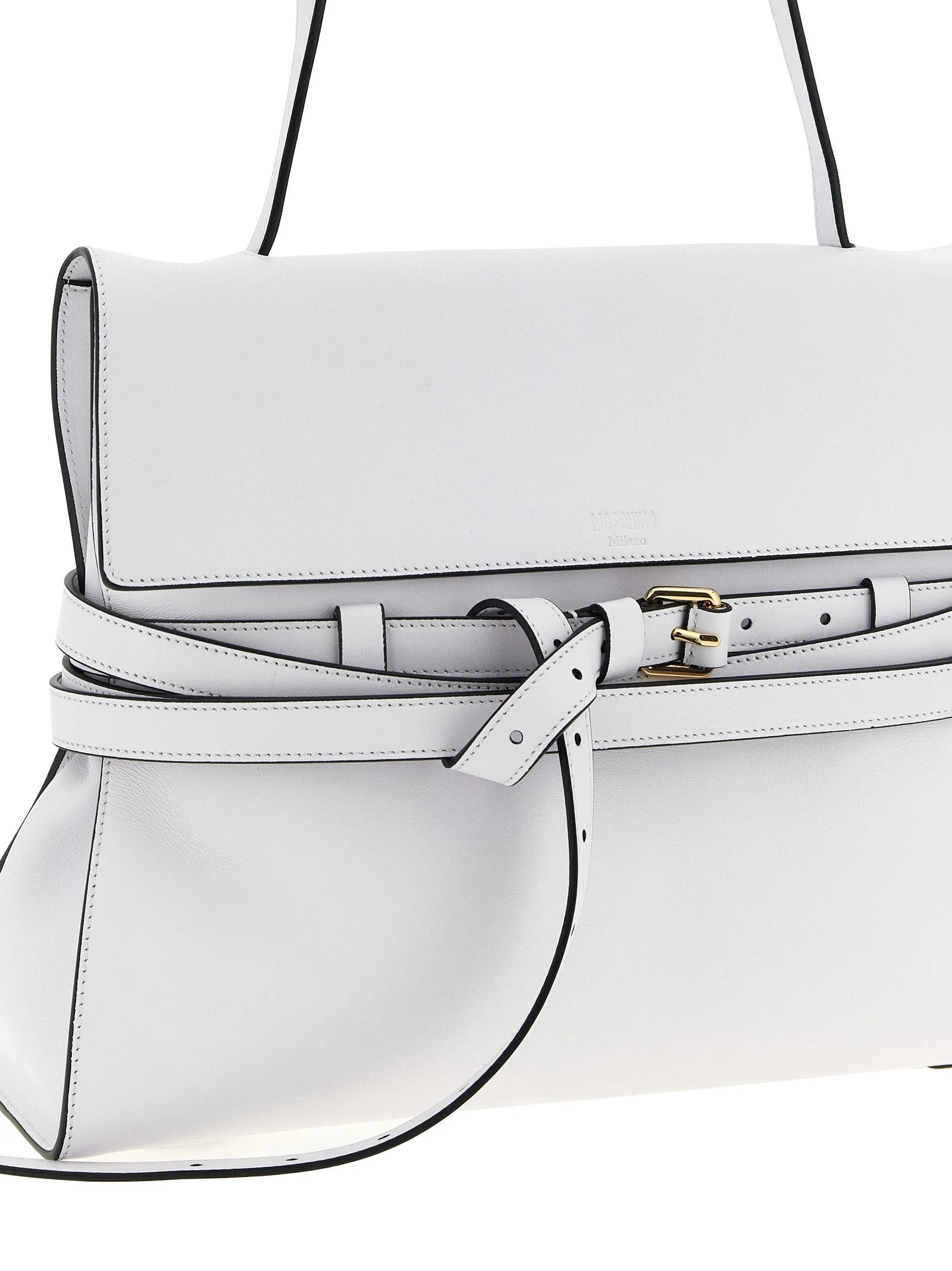 Moschino White Napa Leather / Calf Bos Taurus Shoulder Bag