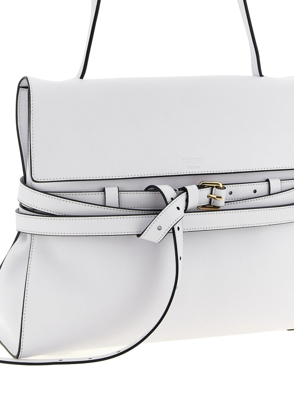 Moschino White Napa Leather / Calf Bos Taurus Shoulder Bag