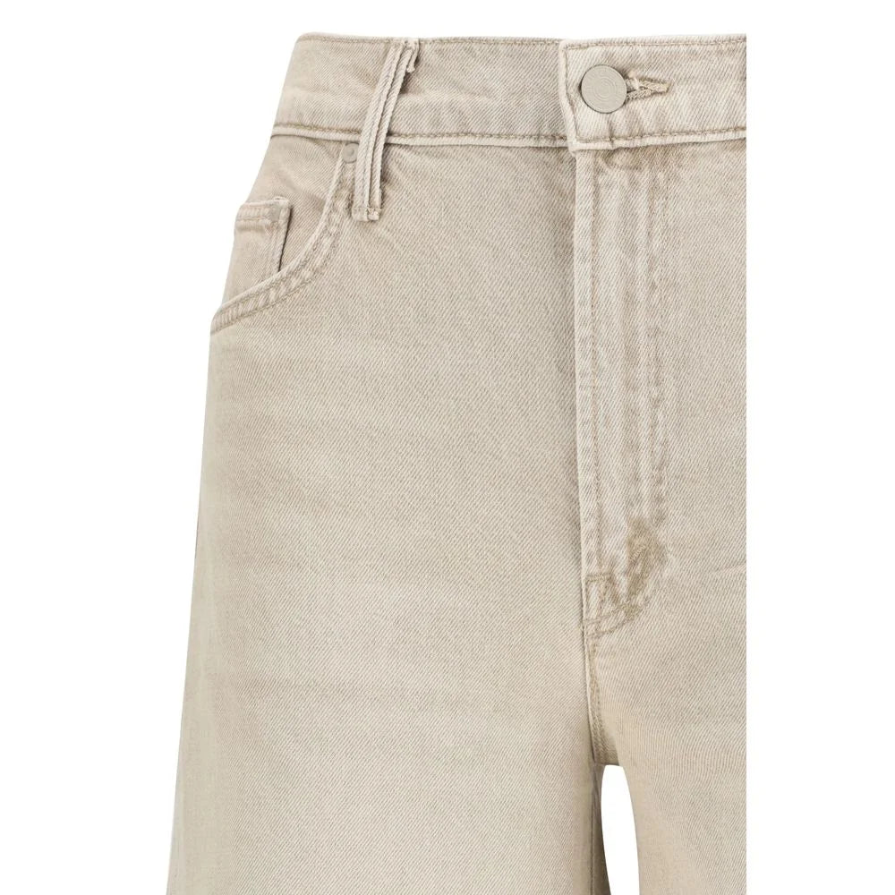 Mother Denim Beige Cotton Flared Jeans