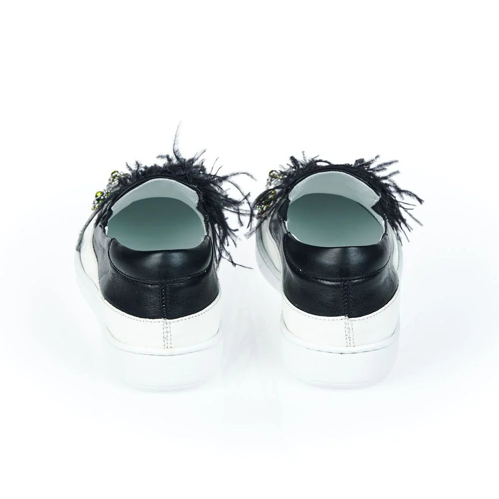 Mr&Mrs Italy Black Bovine Leather Women Slip-on Shoe - Sneakers