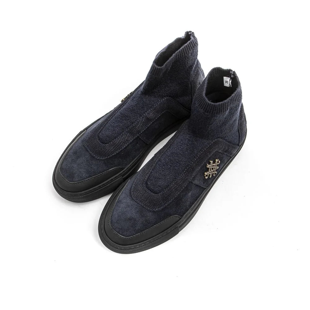 Mr&Mrs Italy Blue Leather Womens Ankle Boot