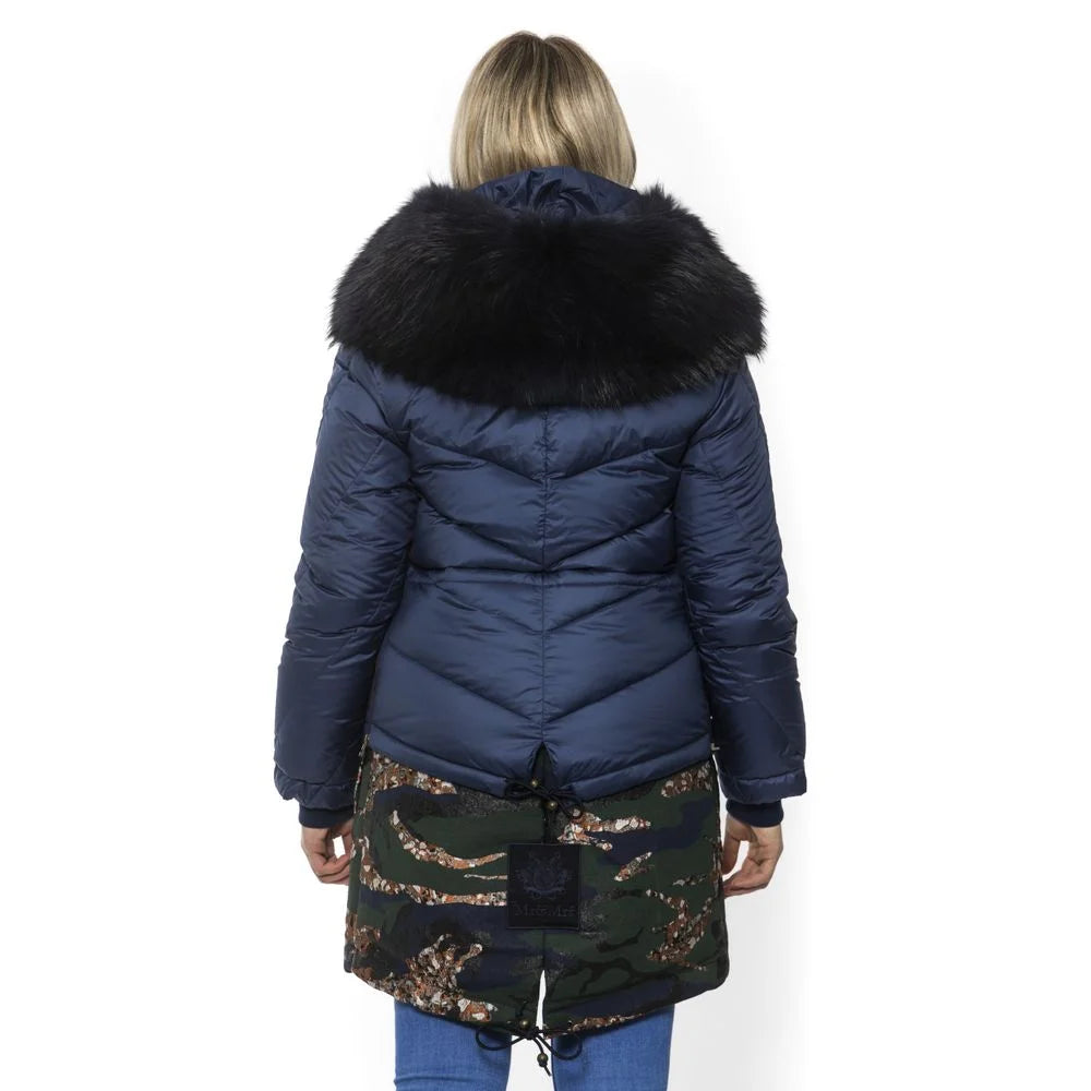 Mr&Mrs Italy Blue Poly Parka with Hood for Women