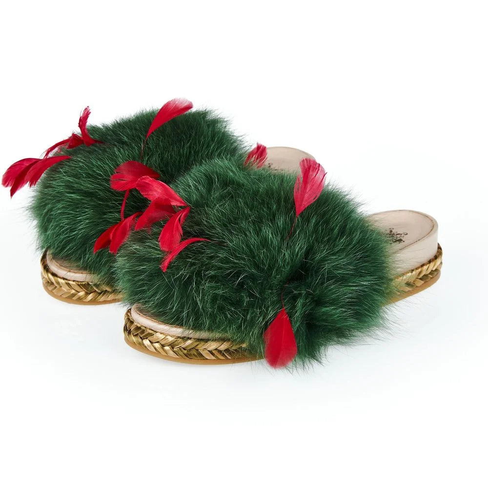 Mr&Mrs Italy Green Lamb Leather Women Sandal - EU36/US6 - Sandals