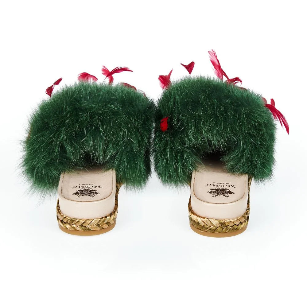 Mr&Mrs Italy Green Lamb Leather Women Sandal - EU36/US6 - Sandals