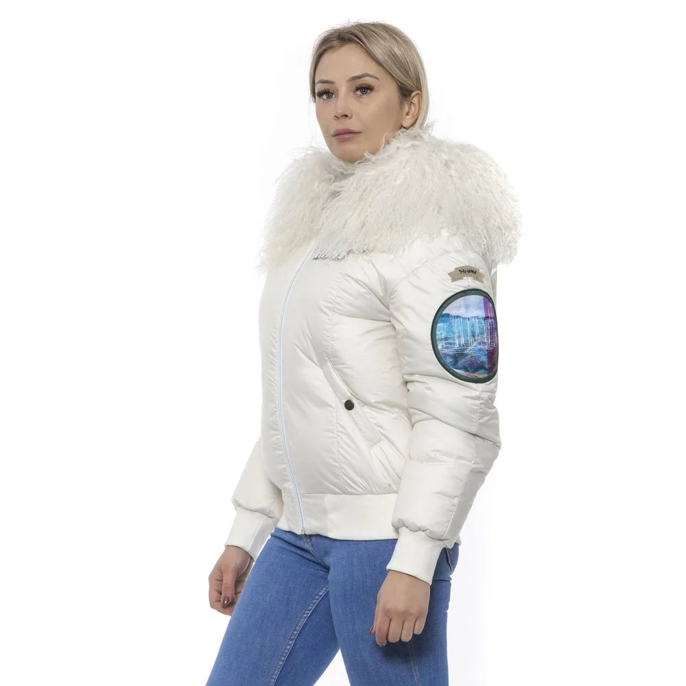 Mr&Mrs Italy White Polyester Women Bomber Jacket - XXS