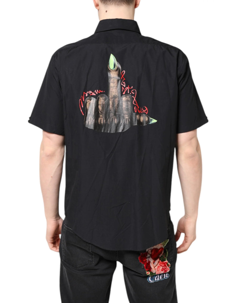 MSGM Black Printed Short Sleeves Collared Men Casual Shirt - IT39 | S - Shirts