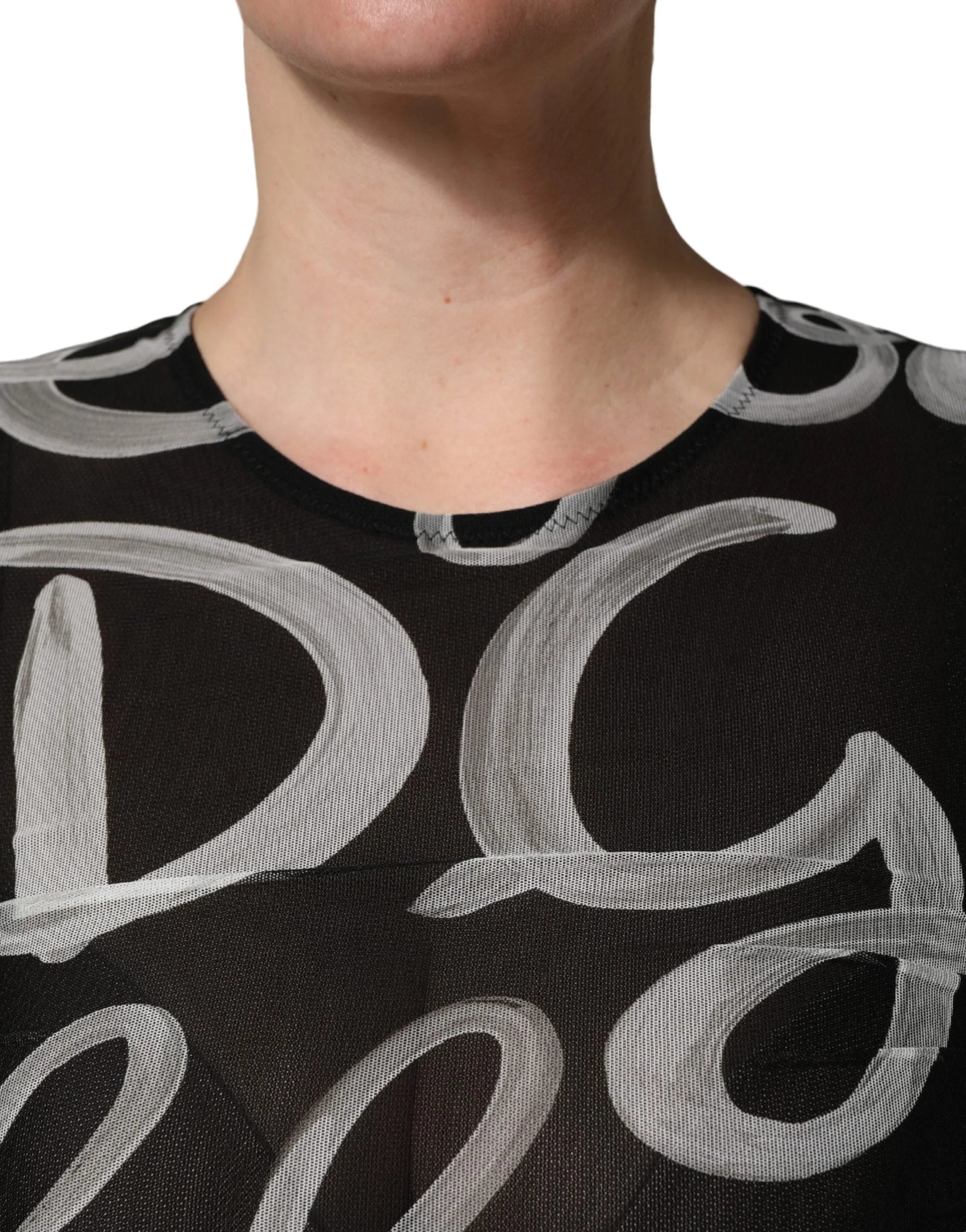 MSGM Black White Long Sleeve Printed Mini Dress - IT40|S