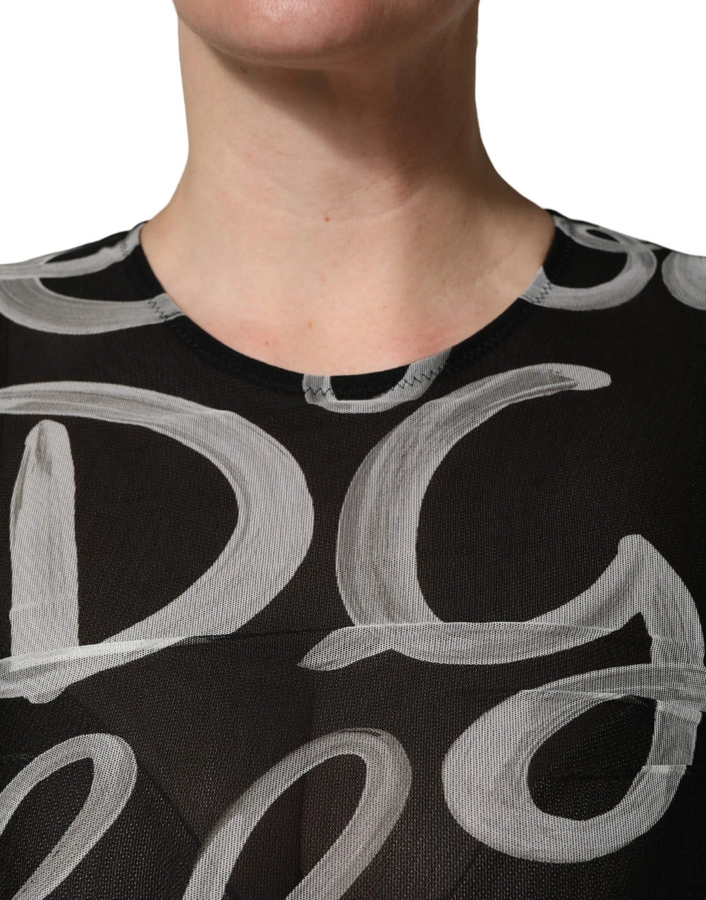 MSGM Black White Long Sleeve Printed Mini Dress - IT40|S