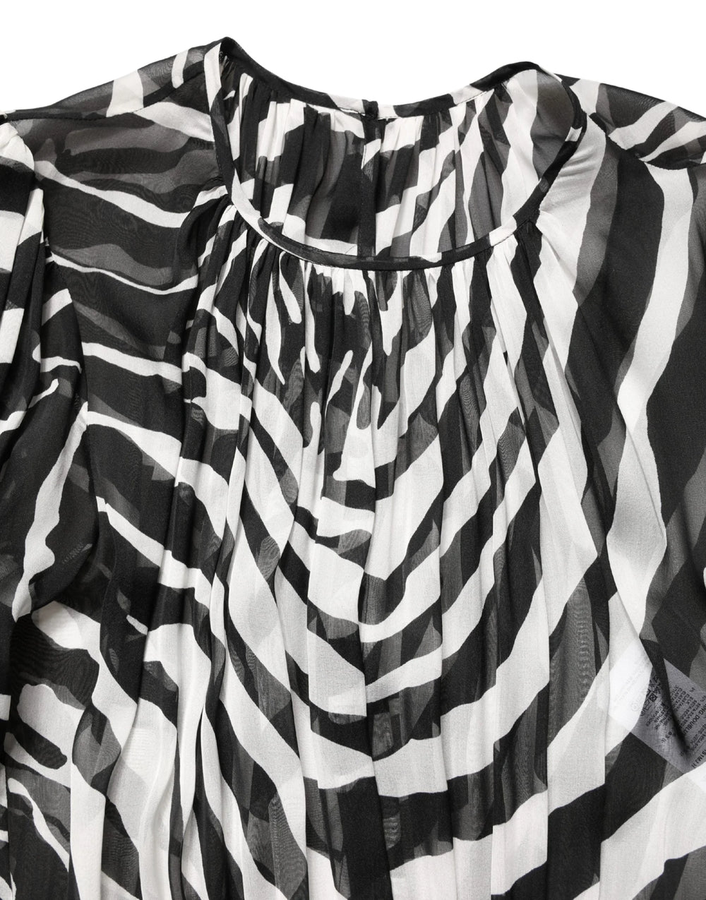 MSGM Black White Zebra Puff Sleeves Mini Dress - IT38 | XS
