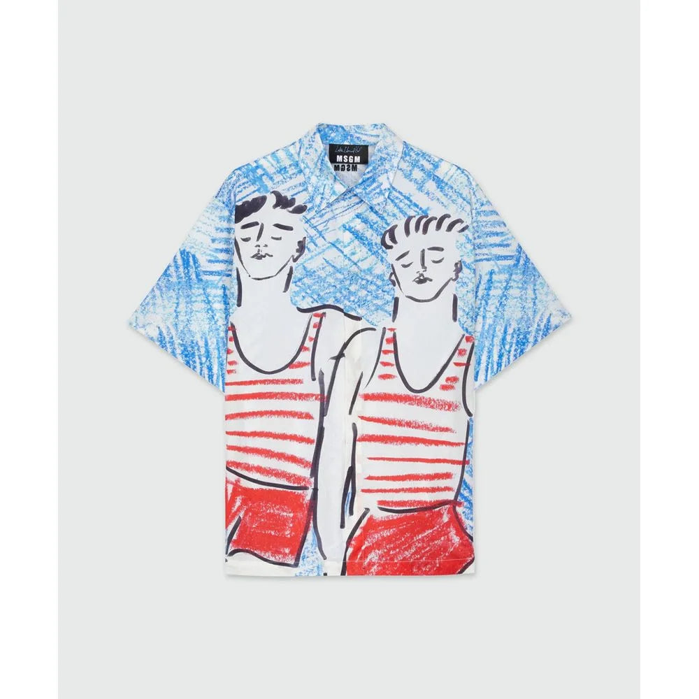 MSGM Blue Cotton Blouse - IT42 | XL