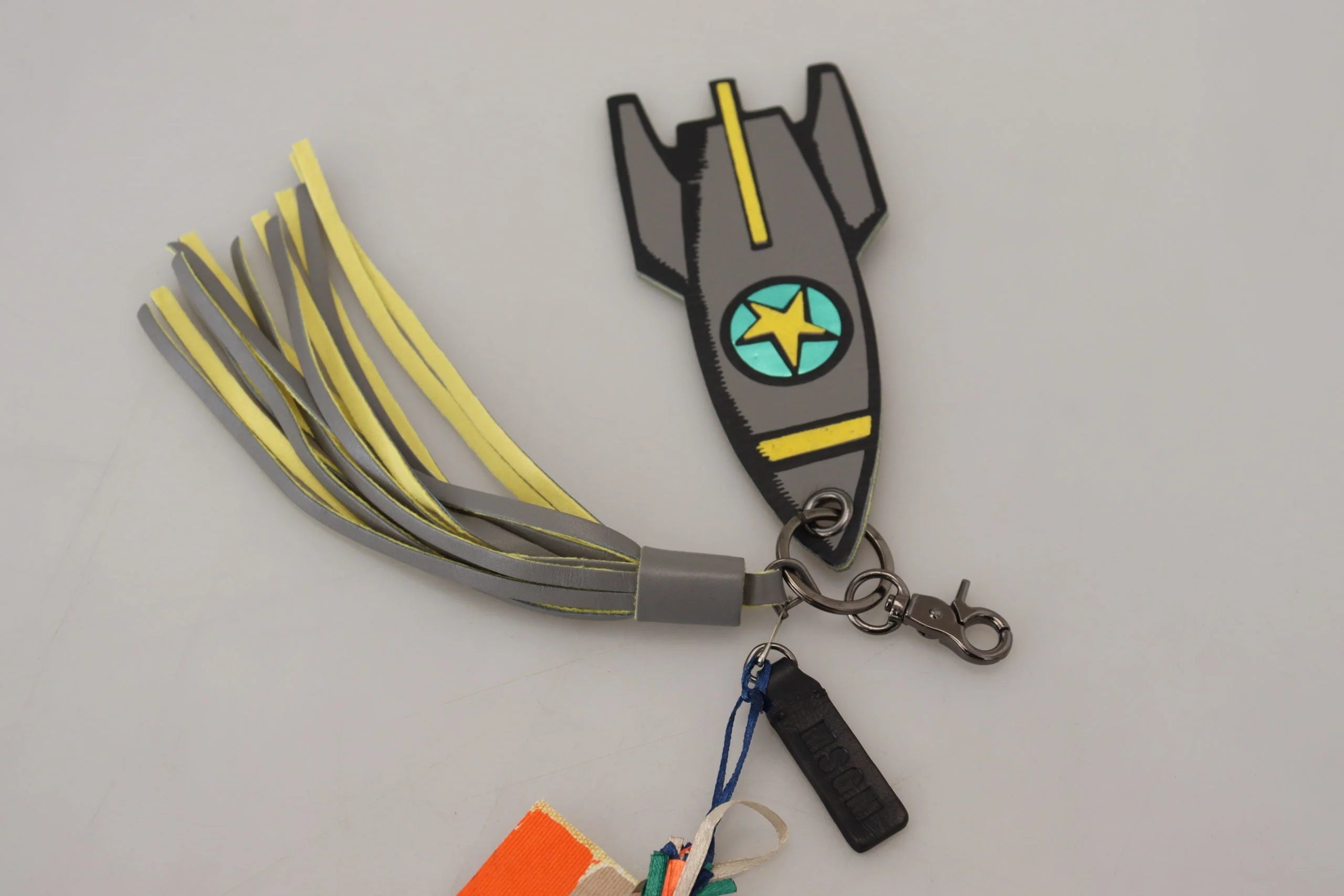 MSGM Multicolor Rocket Ship Silver Tone Metal Keychain - Keychains