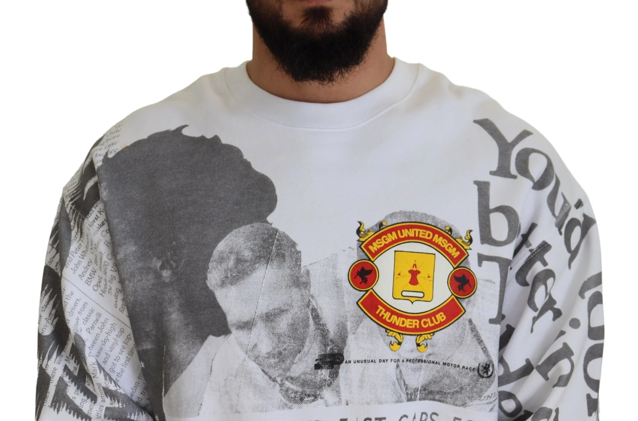 MSGM White Cotton Crewneck Pullover Sweatshirt Sweater - IT46 | S - Sweatshirts