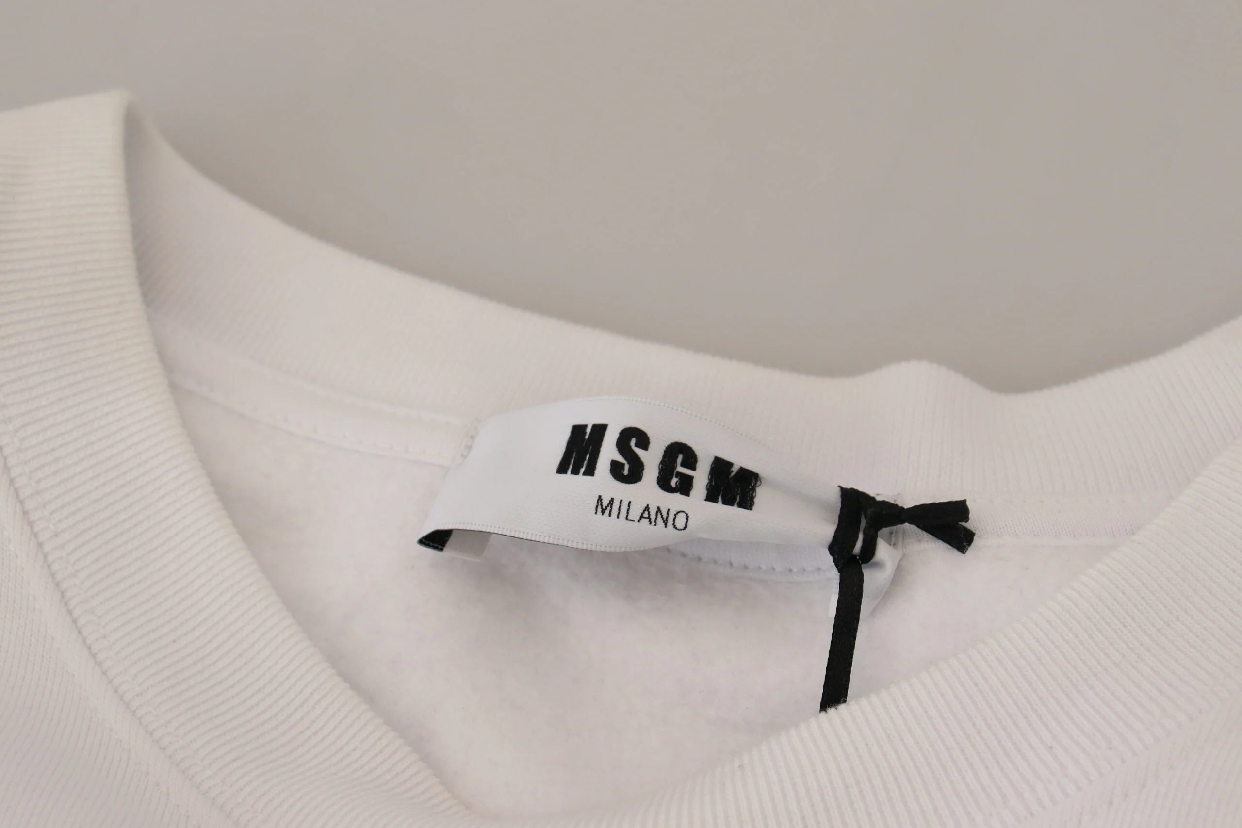 MSGM White Cotton Crewneck Pullover Sweatshirt Sweater - IT46 | S - Sweatshirts