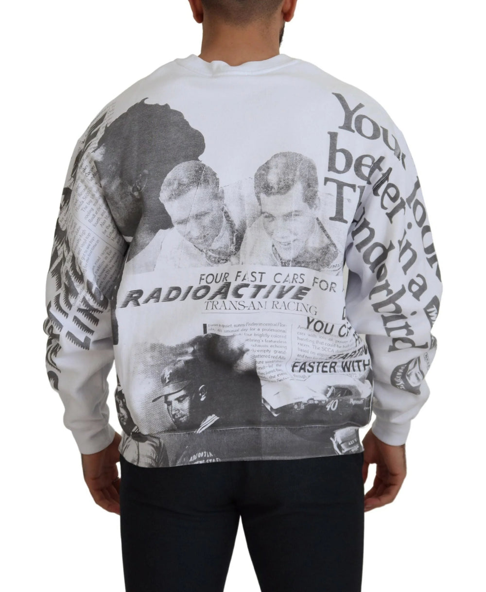 MSGM White Cotton Crewneck Pullover Sweatshirt Sweater - IT46 | S - Sweatshirts