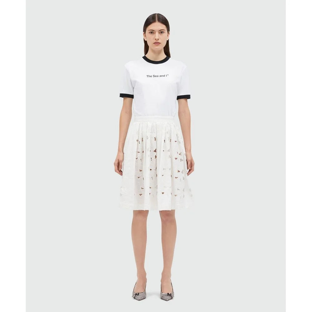 MSGM White Cotton Midi Skirt
