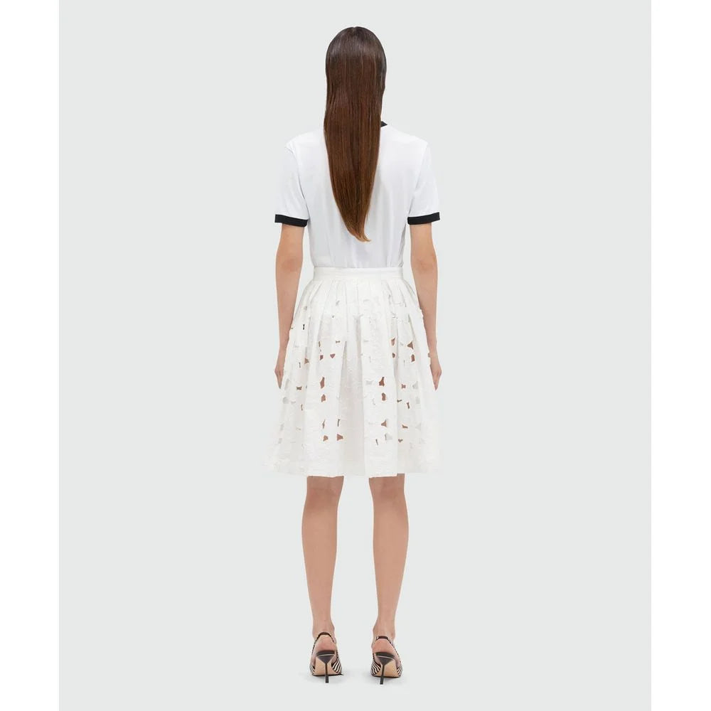 MSGM White Cotton Midi Skirt