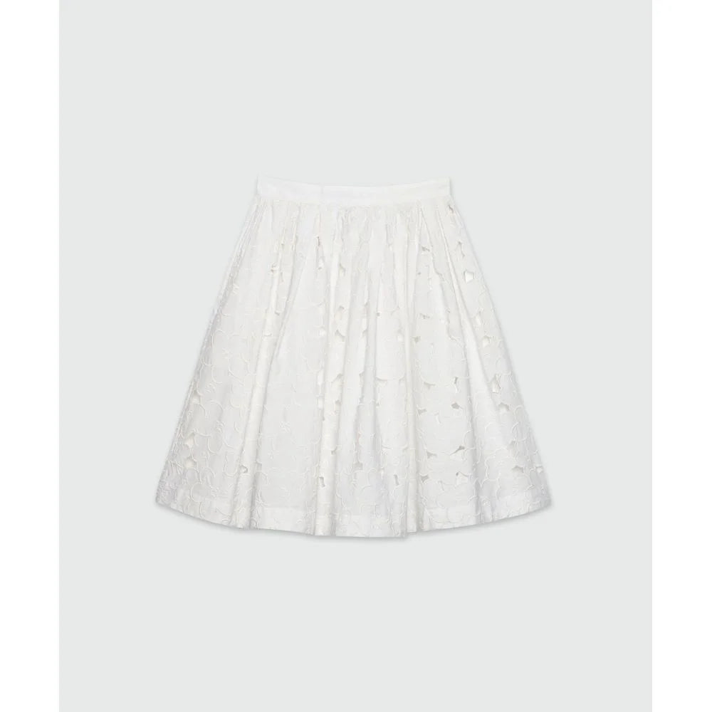 MSGM White Cotton Midi Skirt