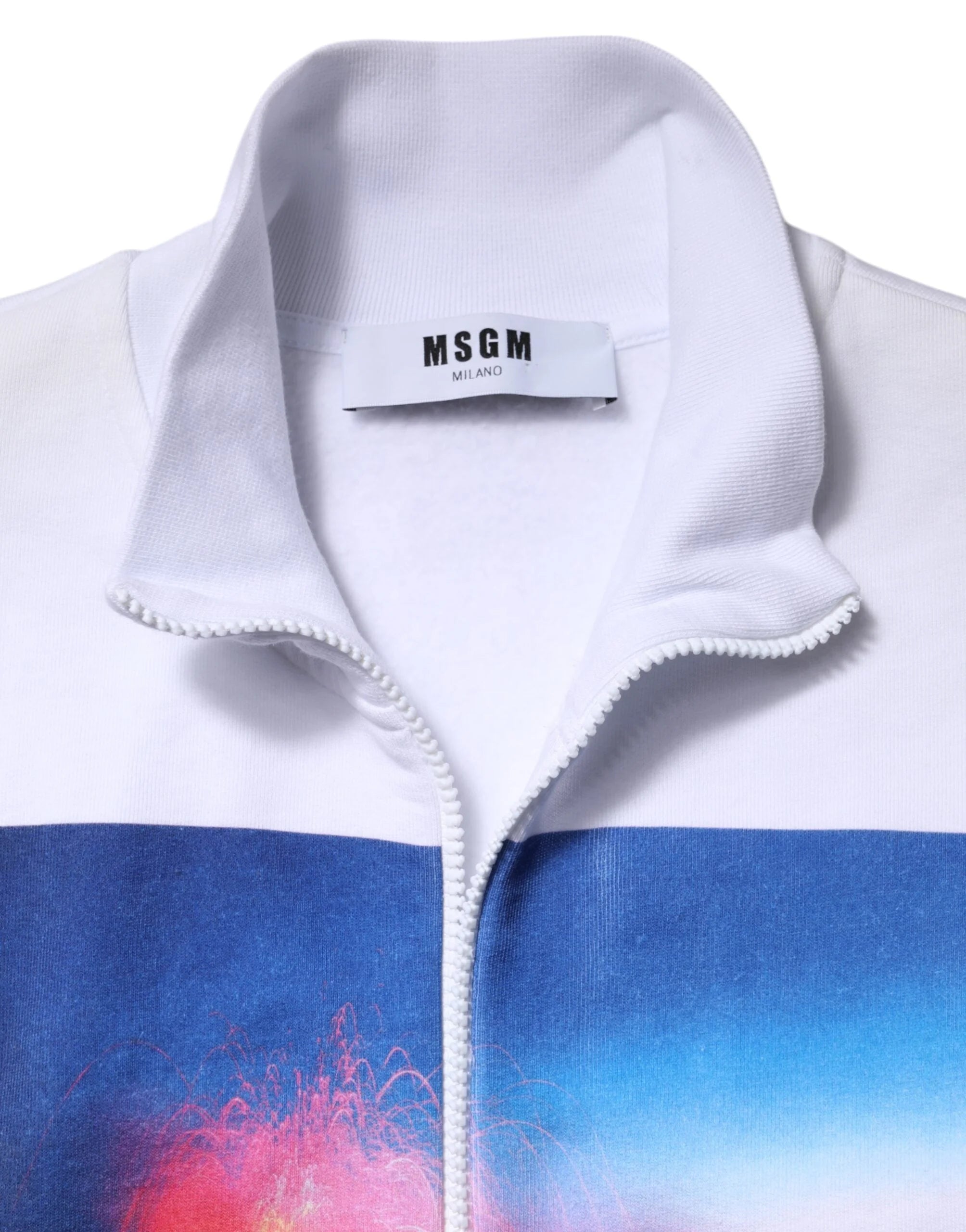 MSGM White Graphic Print Cotton Long Sleeves Full Zip Bomber Jacket - IT40|S - Bomber Jackets