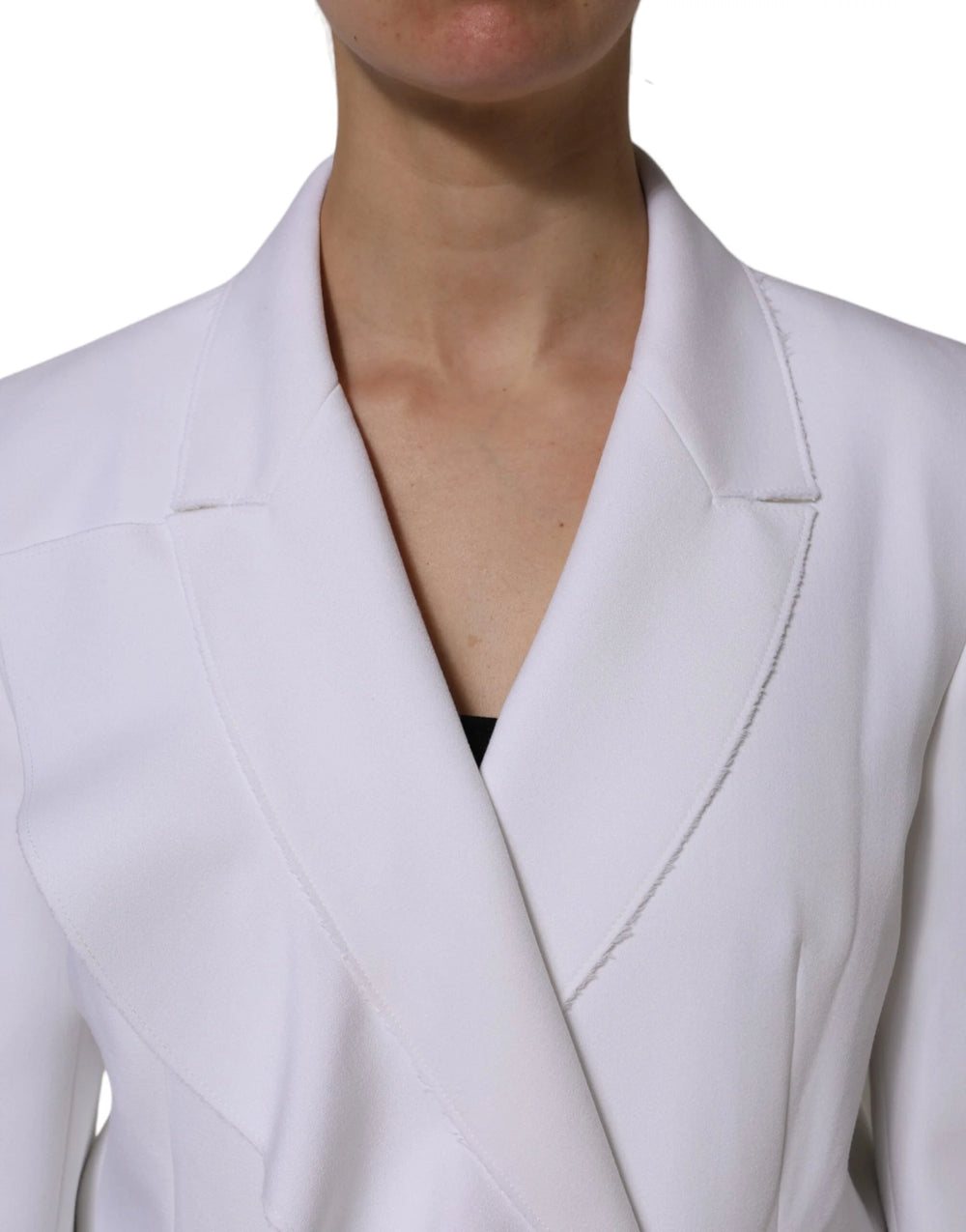 MSGM White Polyester Long Sleeves Ruffled Wrap Jacket - IT46|XL - Wrap Coats