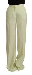 MSGM Yellow Green Cotton High Waist Straight Long Pants - IT42|M - Trousers