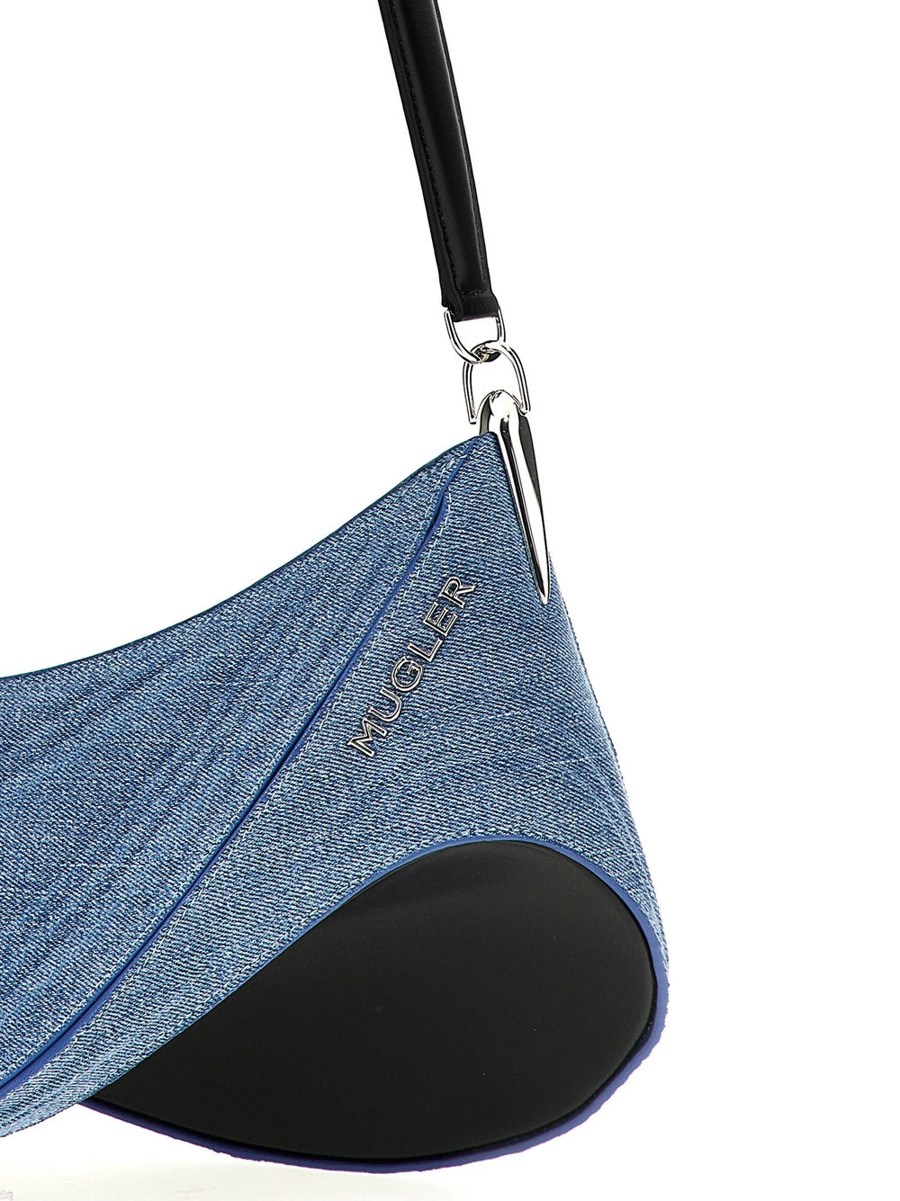 Mugler Blue Calfskin Shoulder Bag