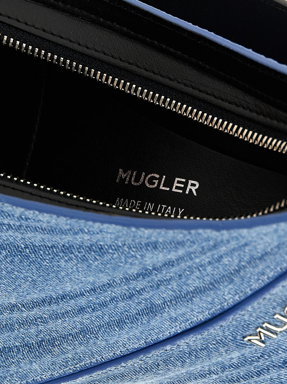 Mugler Blaue Kalbsleder-Umhängetasche
