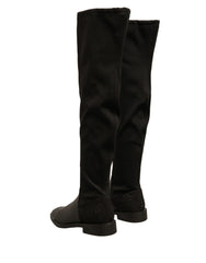MY TWIN Black Leather Suede Flats High Boots Shoes - EU37/US7 - Boots
