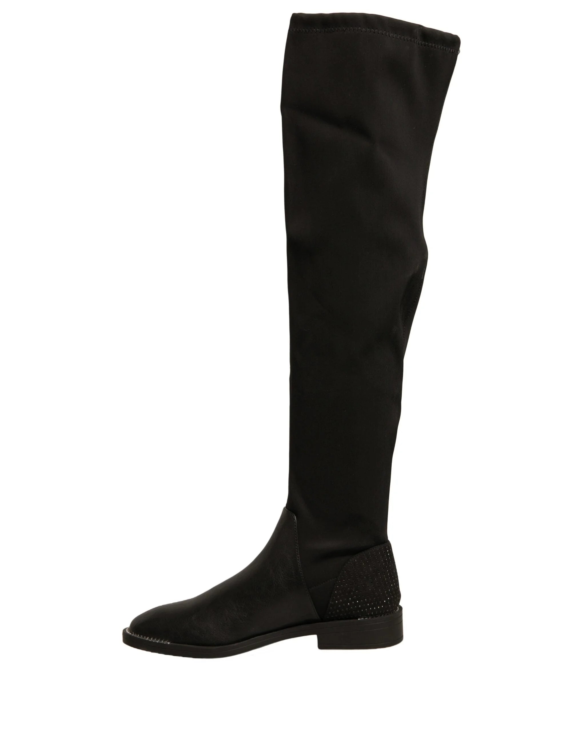 MY TWIN Black Leather Suede Flats High Boots Shoes - EU37/US7